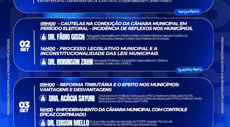 Programação do Curso de Gestão